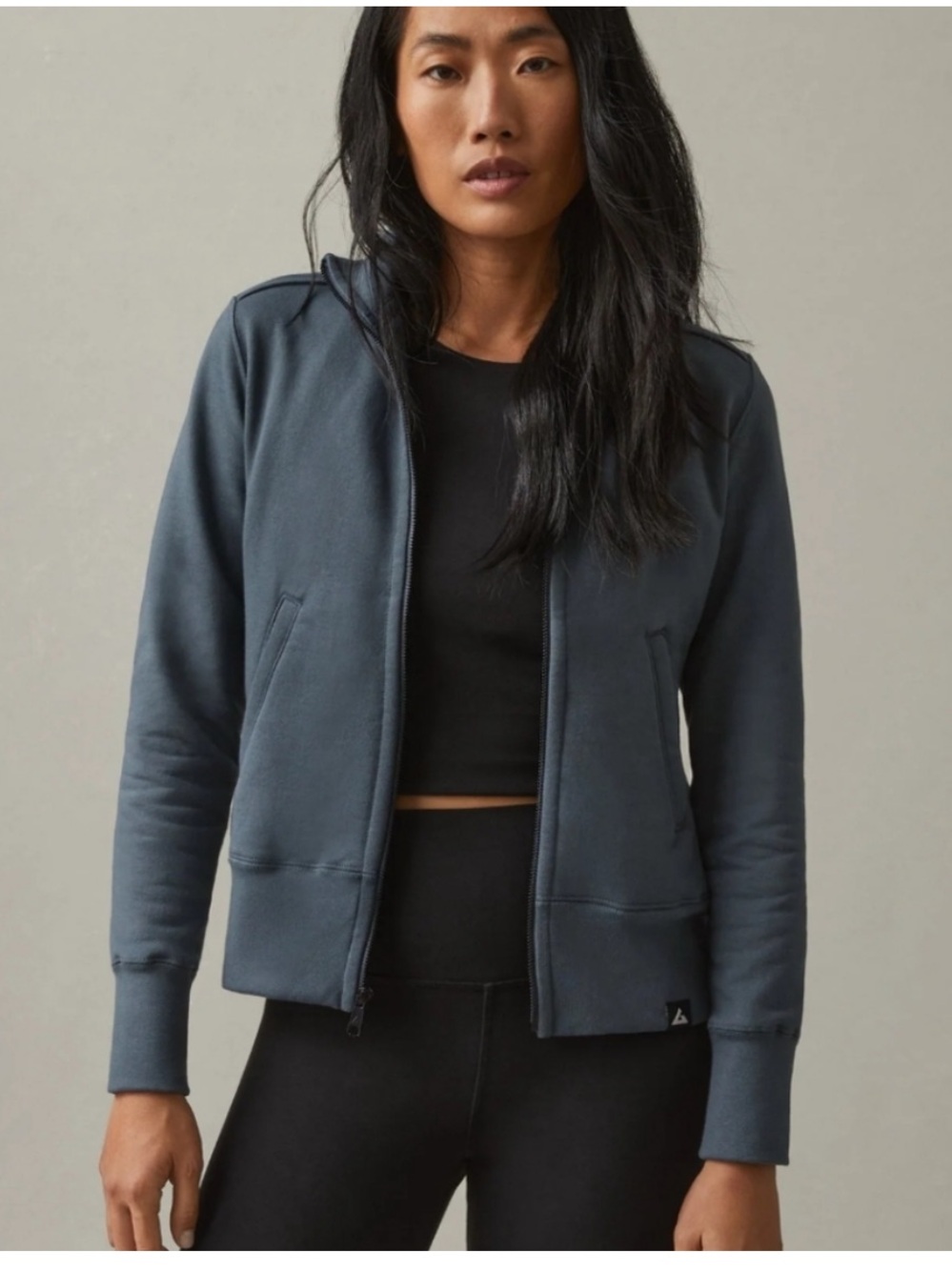 American giant womenâs moto full zip jacket vintage indigo